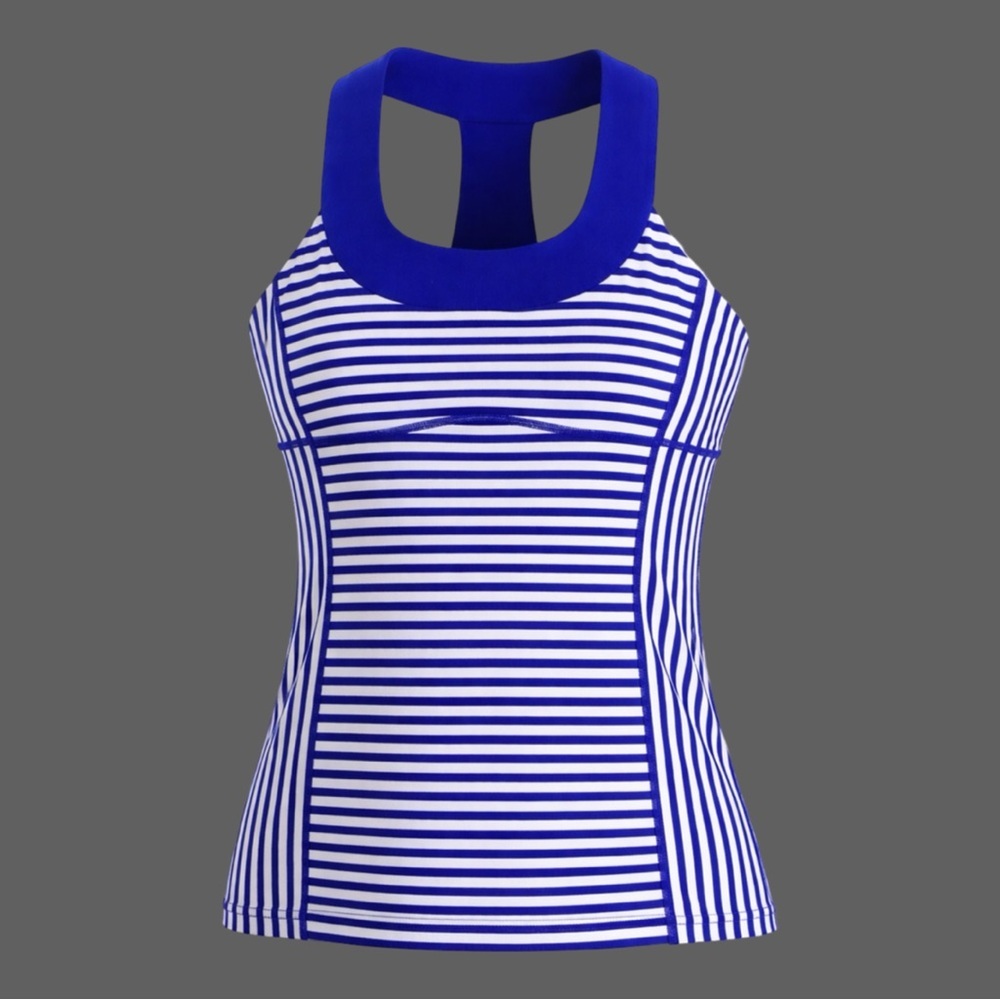 Lululemon Scoop Neck Tank - Pigment Blue/White Narrow Bold Stripe